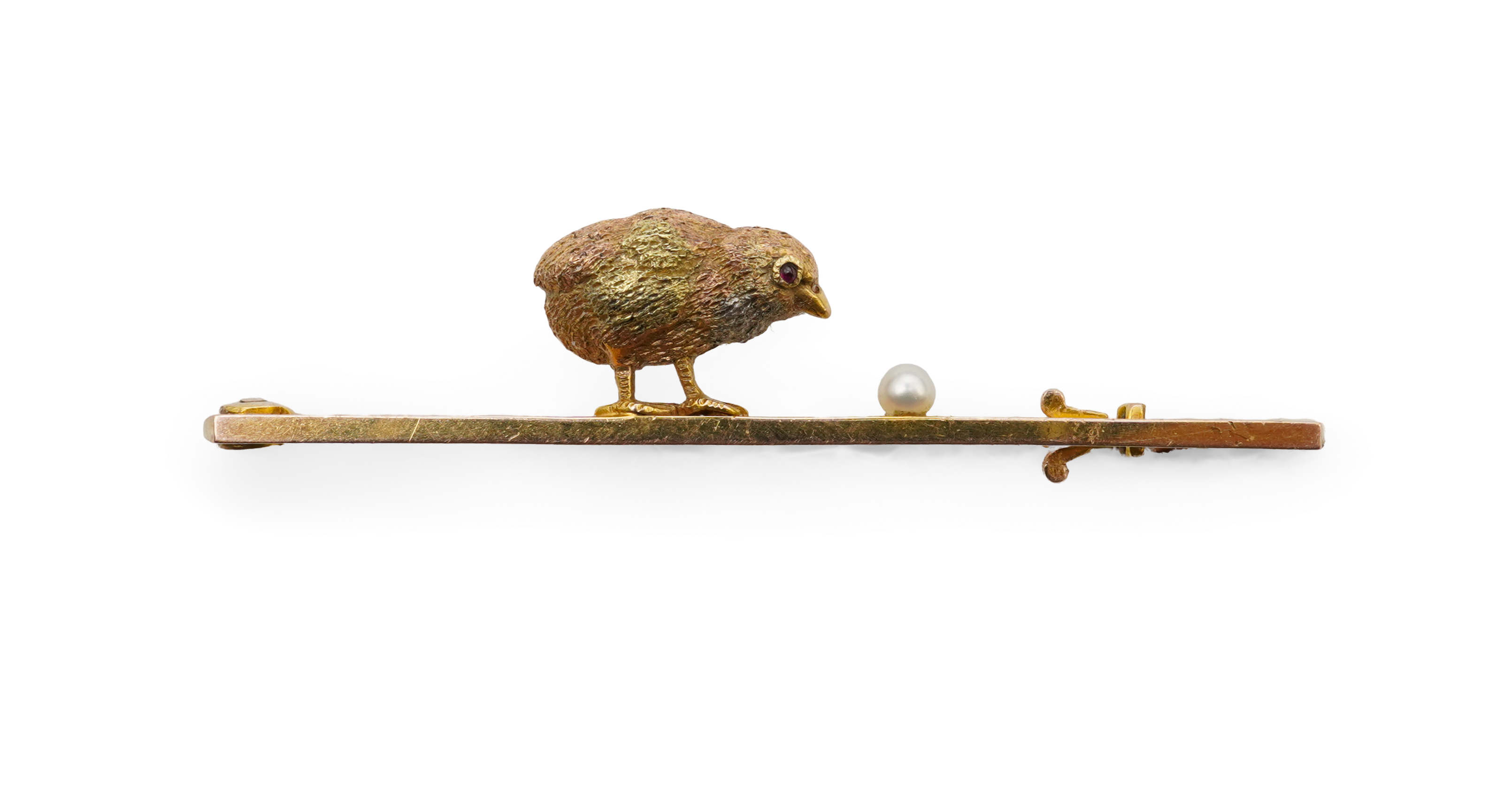 A gold and seed pearl novelty bar brooch, circa 1900